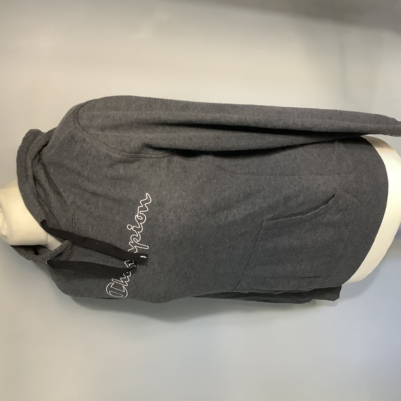 Champion Large Spellout Hoodie - Size M - Dark Grey Marl - Cotton - P2P 18” - Picture 3 of 8